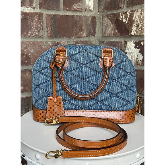 Louis Vuitton Alma Handbag Malletage Denim Leather BB 68802 - Picture 1 of 10